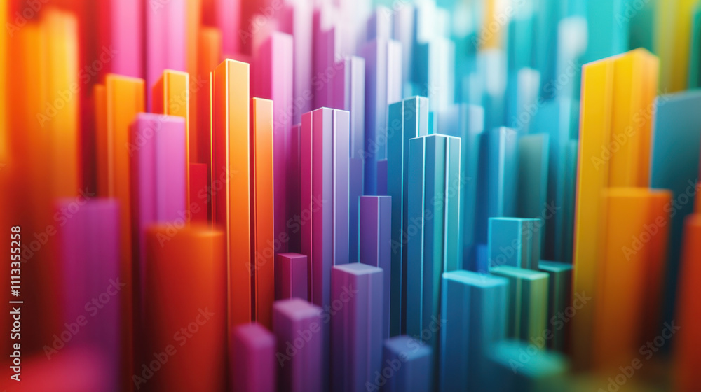 Colorful 3D bars create vibrant abstract background, symbolizing growth and success in business. dynamic arrangement evokes sense of energy and optimism Colorful 3D bars create vibrant abstract background, symbolizing growth and success in business. dynamic arrangement evokes sense of energy and optimism