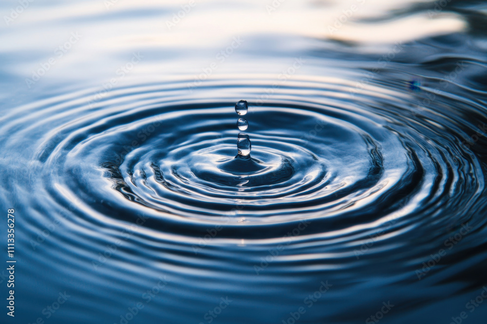 serene water surface with ripples created by droplet, showcasing calm blue tones and gentle movement. tranquil scene evokes sense of peace and relaxation serene water surface with ripples created by droplet, showcasing calm blue tones and gentle movement. tranquil scene evokes sense of peace and relaxation