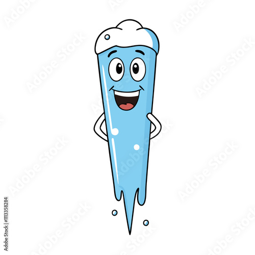 tooth cartoon character, funny-shimmering-icicle