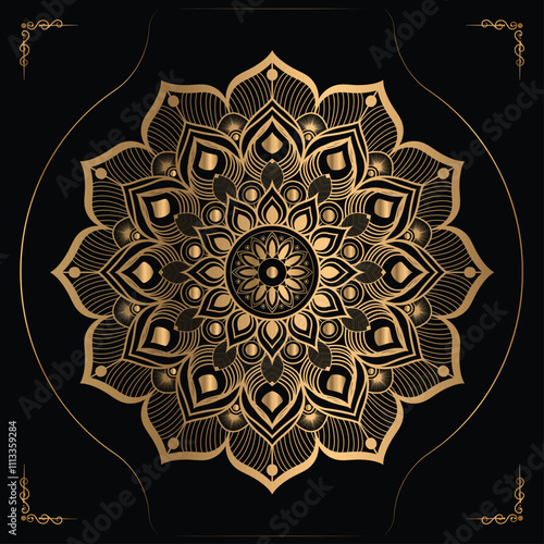 Luxury mandala design gold color Vector