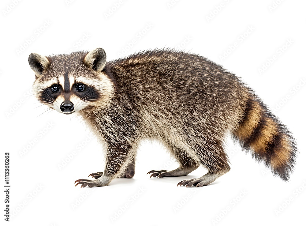 Young Raccoon Standing Isolated On White Background Young Raccoon Standing Isolated On White Background
