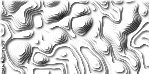 Topographic canyon geometric map relief texture with curved layers and shadow. abstract White background with a beautiful pattern, Topographic contour lines vector map seamless pattern vector.	
