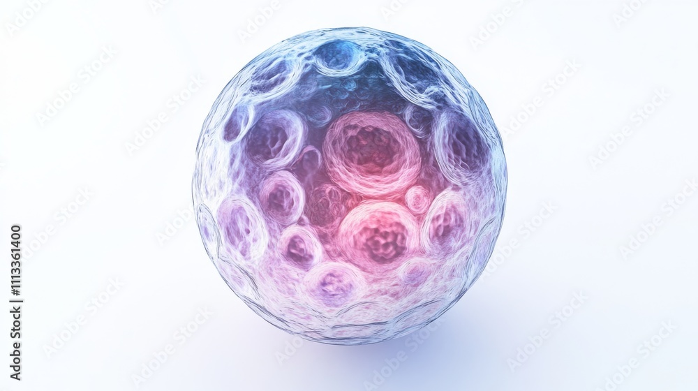 3D Rendered Sphere with Pink and Purple Concentric Circles on Light Blue Background - Abstract Geometric Design 3D Rendered Sphere with Pink and Purple Concentric Circles on Light Blue Background - Abstract Geometric Design