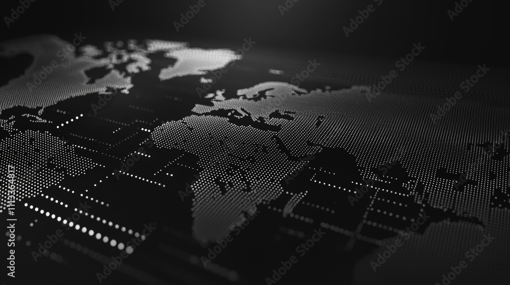 Fototapeta premium abstract business connection of line from nail node to node on world map background Innovation network points Earth's surface