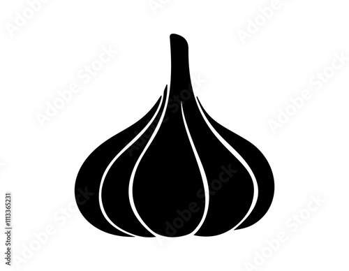 Garlic icon, flat vector illustration silhouette isolated on white background