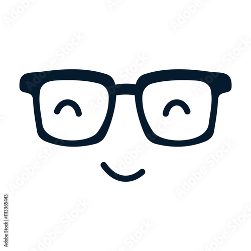 Face in glasses. Vector linear icon isolated on white background.