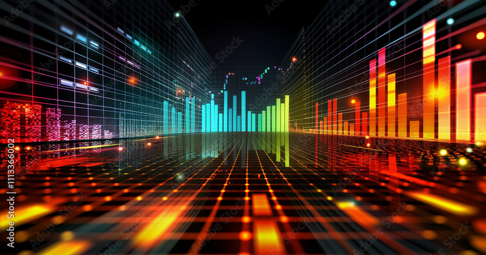 Futuristic Data Visualization of Financial Charts Futuristic Data Visualization of Financial Charts