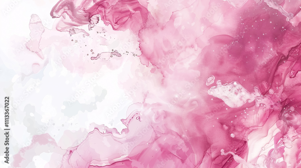 Fototapeta premium Blush Pink Watercolor Background: A vector design of blush pink watercolor fluid painting with a dusty rose and white marble geode frame, ideal for spring wedding invitations.