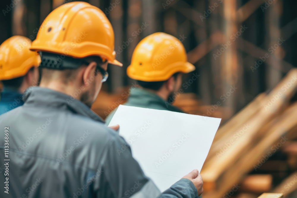 Close-up of workers at a sustainable forestry operation inspecting timber, showcasing company's dedication to promoting transparency and traceability in wood sourcing. Sustainable forestry innovation. Close-up of workers at a sustainable forestry operation inspecting timber, showcasing company's dedication to promoting transparency and traceability in wood sourcing. Sustainable forestry innovation.
