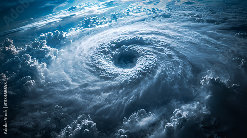 Aerial View of a Hurricane Storm Showcasing Turbulent Skies and Powerful Winds in Coastal Regions