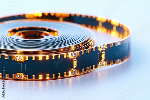 Film Strip Wheel on White Background - Technological Concept