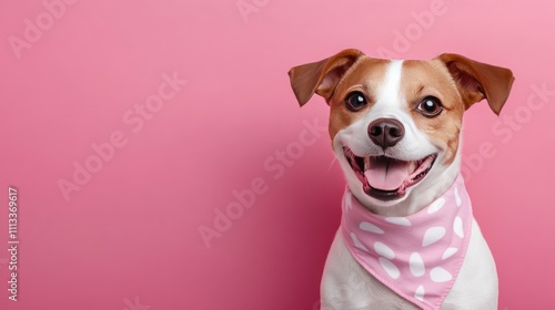 Happy Jack Russell Terrier in Pink Bandana