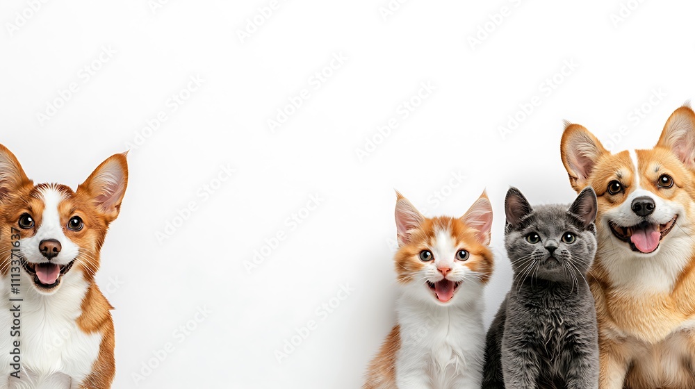 Happy Pets Adorable Corgi Ginger Kitten Gray Cat Happy Pets Adorable Corgi Ginger Kitten Gray Cat