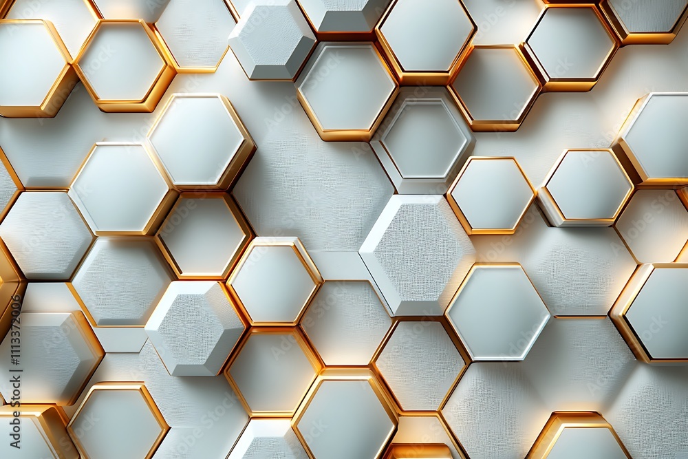 Modern hexagonal background texture pattern. Honeycombs at different level. 3d rendering illustration. Futuristic banner.
Modern hexagonal background texture pattern. Honeycombs at different level. 3d rendering illustration. Futuristic banner.