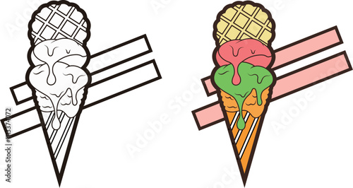 sketch and illustration of delicious icecream gelato