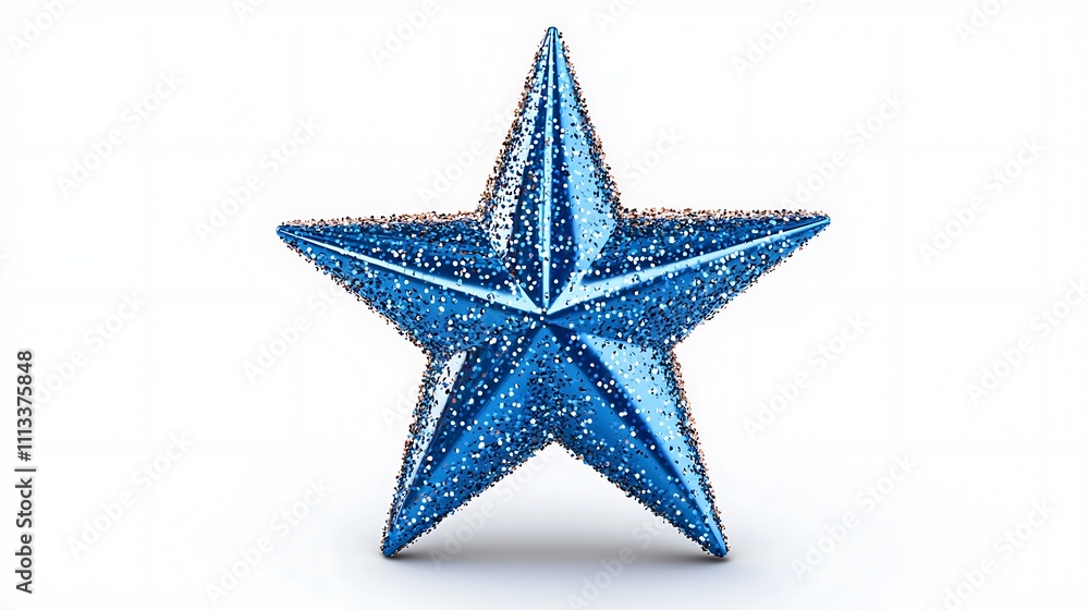 Obraz premium Sparkling Blue Glitter Star Ornament Festive Holiday Decoration