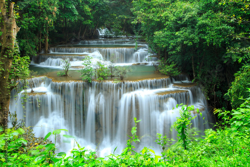 Huay Mae Khamin waterfalls is a beautiful waterfall famous 
at Srinakarin National Park ,Kanchanaburi Province , Thailand
