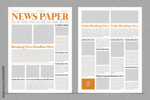 Newspaper layout template and the daily news layout design, newsletter template or vintage newspaper design template