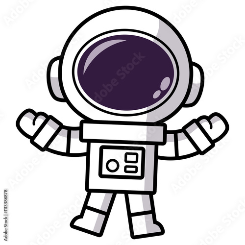 Cute astronauts cartoon characters wearing spacesuit and helmet in different poses photo