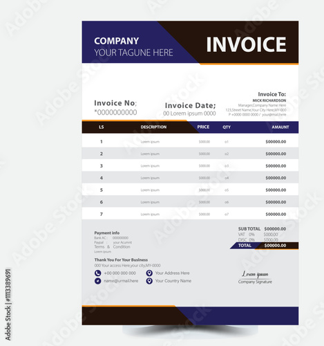 Professional business invoice Vector template design