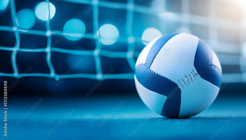 Close-up of a blue and white soccer ball. Close-up of a blue and white soccer ball.