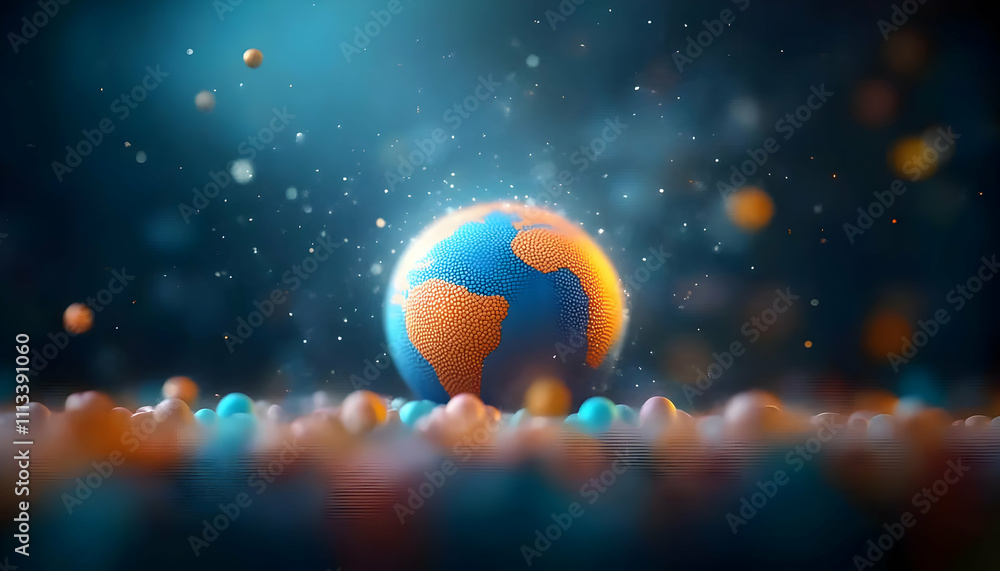 Fototapeta premium Colorful globe representation in abstract setting.