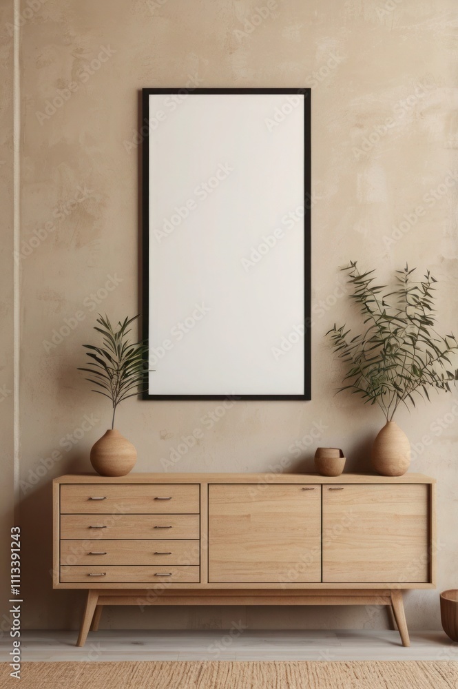 Elegant Mockup Frame in a Cozy Scandinavian-Style Living Room Elegant Mockup Frame in a Cozy Scandinavian-Style Living Room