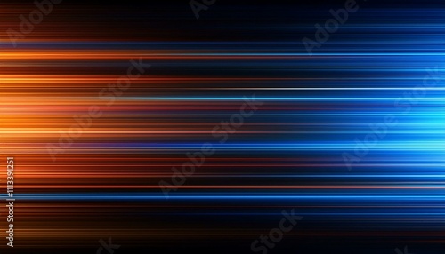 Vibrant blue and orange colors, sleek motion, and a sense of speed or flow.