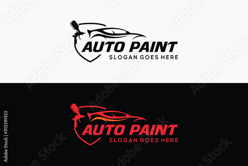 Auto paint logo design template, vector illustration of car body painting logo