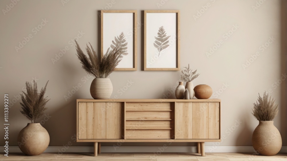 Elegant Mockup Frame in a Cozy Scandinavian-Style Living Room Elegant Mockup Frame in a Cozy Scandinavian-Style Living Room