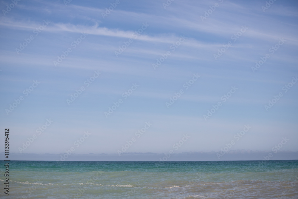Blue sea and blue sky with white clouds. Seascape. Blue sea and blue sky with white clouds. Seascape.