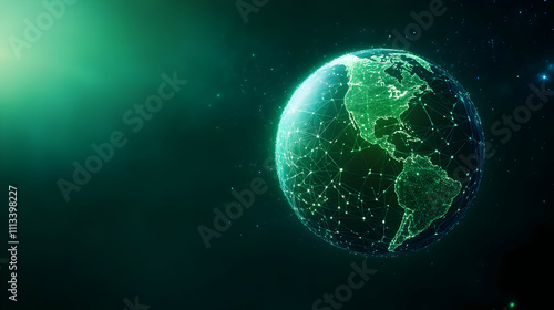 Illuminated Earth globe in digital style.