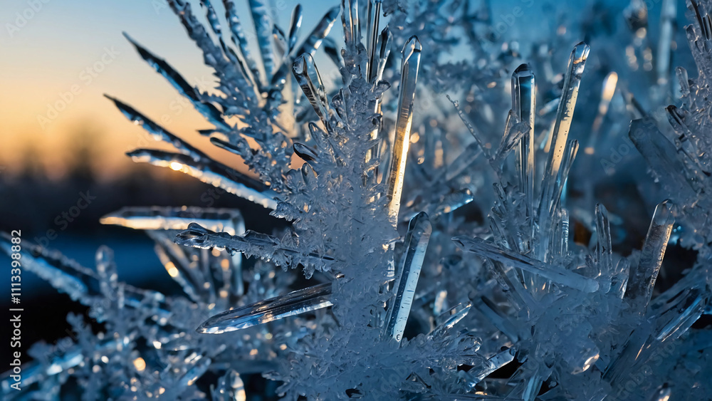 A close up of a tree covered in ice crystals A close up of a tree covered in ice crystals