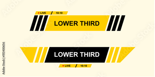 Graphic set of Lower third from abstract shapes for media, streaming, live, news, broadcasting. vector design.