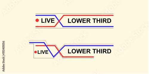 Graphic set of Lower third from abstract shapes for media, streaming, live, news, broadcasting. vector design.