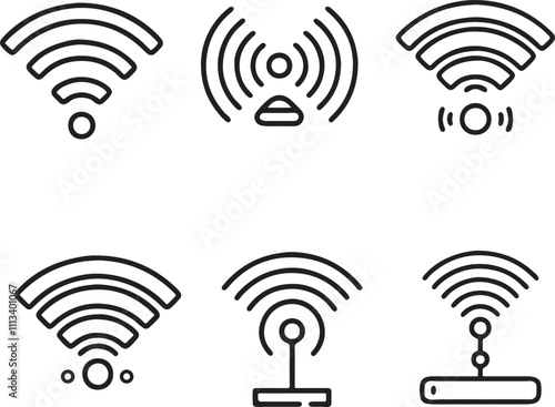 wireless network icon silhouette vector set