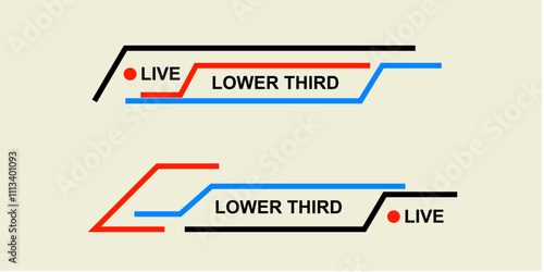 Graphic set of Lower third from abstract shapes for media, streaming, live, news, broadcasting. vector design.