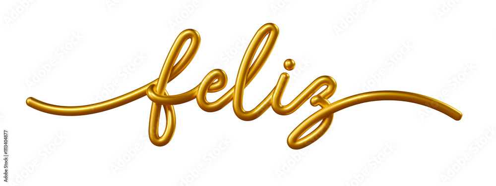 Happy name in Brazilian Portuguese in gold in 3d render with transparent background Happy name in Brazilian Portuguese in gold in 3d render with transparent background