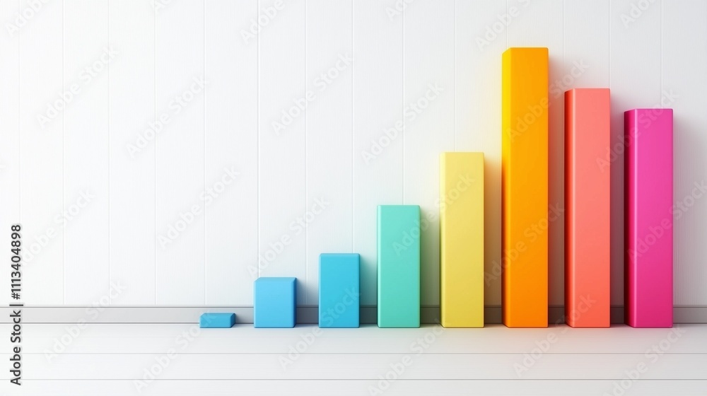 A colorful bar graph illustrating growth in data metrics, with varying heights representing different values against a simple background. A colorful bar graph illustrating growth in data metrics, with varying heights representing different values against a simple background.