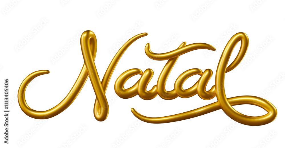Christmas name in Brazilian Portuguese in gold in 3d render with transparent background Christmas name in Brazilian Portuguese in gold in 3d render with transparent background