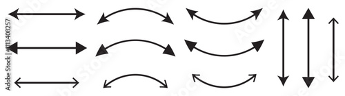 Set of Curved Double-Ended Arrows in Semicircular Design.