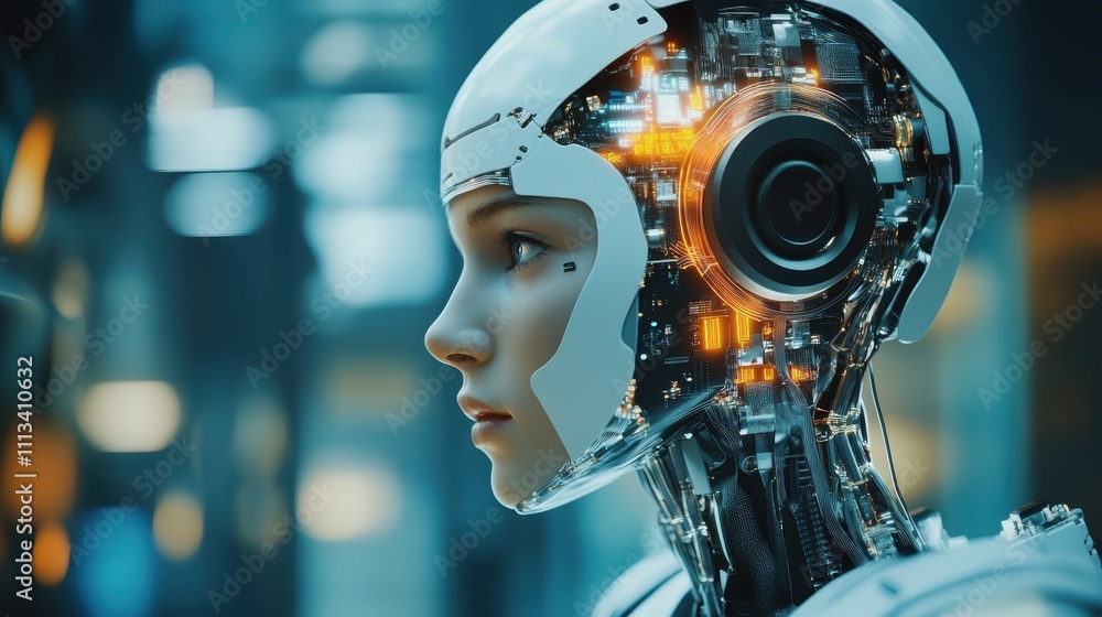 Fototapeta premium A young worker leveraging AI-generated content tools to create automated blogs for monetization