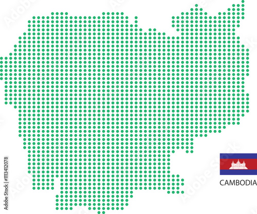 Cambodia map design light green, white background with Cambodia flag. photo