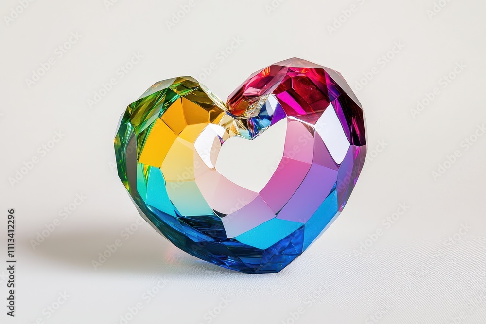 Colorful Heart-Shaped Crystal: A Vibrant Display of Light and Reflection in Artistry Colorful Heart-Shaped Crystal: A Vibrant Display of Light and Reflection in Artistry