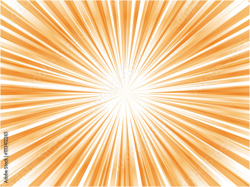 激しく放射する発色の良い集中線背景素材_ライトオレンジ