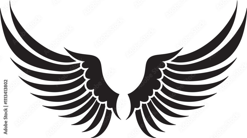 Fototapeta premium Wings vector silhouette illustration flat design