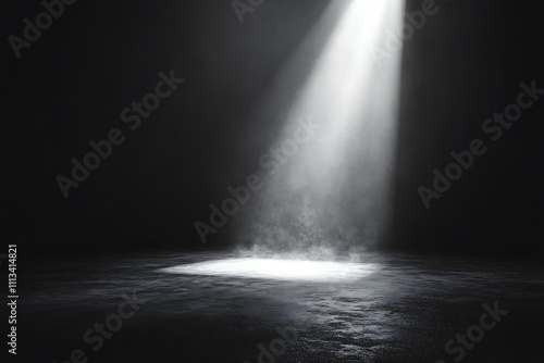 3D render of a grunge interior room with spotlight shining down
