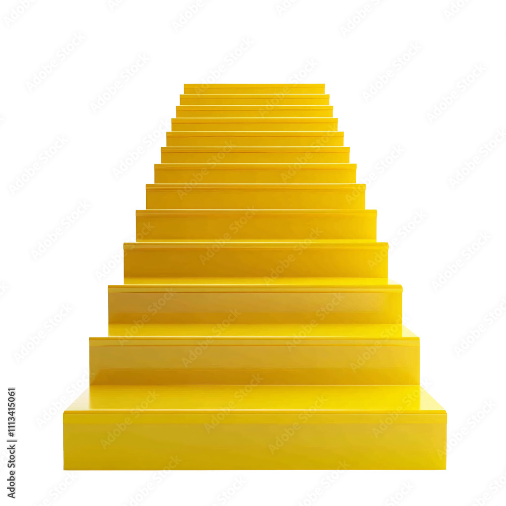 A 3D illustration featuring yellow steps on a white block, representing progression and elevation. Perfect for visual metaphors and architectural themes. Isolated on white and transparent background. A 3D illustration featuring yellow steps on a white block, representing progression and elevation. Perfect for visual metaphors and architectural themes. Isolated on white and transparent background.