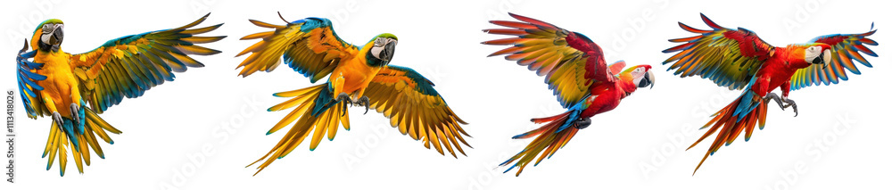 Obraz premium PNG Macaw parrot animal flying bird set on transparent background