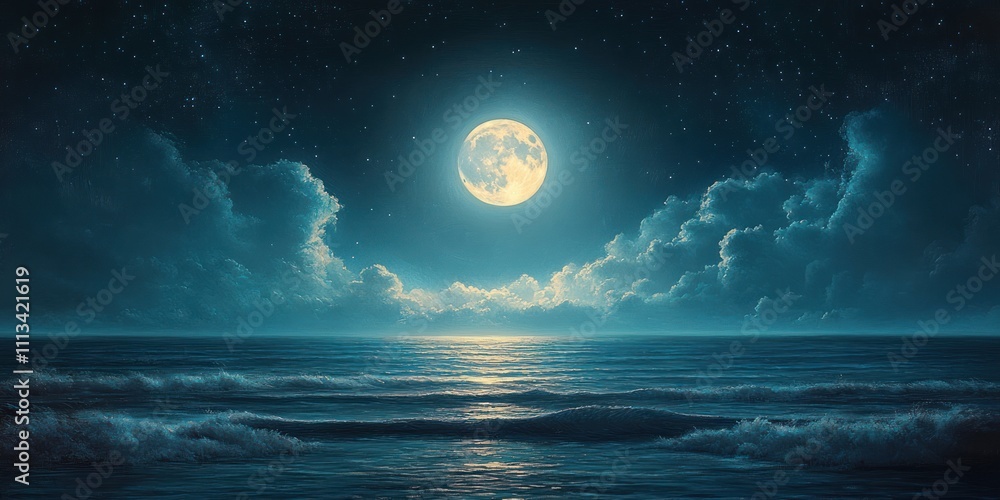 Eerie Moonlit Cliff Under Full Moon with Mist and Fog in Night Landscape Eerie Moonlit Cliff Under Full Moon with Mist and Fog in Night Landscape